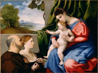 Madonna och barn med två givare