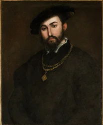 Porträtt av Girolamo degli Azzoni Avogaro (1467-1519) par Lotto, Lorenzo (1480-1556). Olja på duk, storlek: 67x52, första halvan av 1500-talet, Fondazione Cini, Venedig