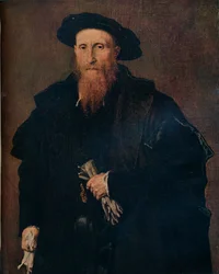 Porträtt av en gentleman med handskar, 1543, 1930.