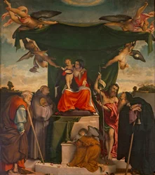 San Bernardino altartavla av Lorenzo Lotto (ca 1480-1556), olja på duk, 300x275 cm San Bernardino Pignolo-kyrkan, Bergamo