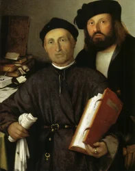 Läkaren Giovanni Agostino della Torre och hans son, Niccolò, ca 1515 (olja på duk)