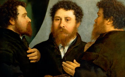 Trippelporträtt av guldsmed av Lorenzo Lotto (1480 ca-1556), olja på duk, 521x791 cm