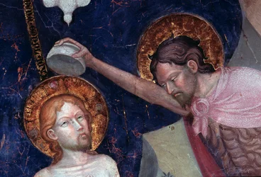 Johannes döparen som döper Jesus, detalj (fresko
