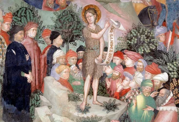 Johannes döparen predikar, detalj (fresko