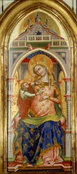 Jungfrun och barnet. Målning av Lorenzo Veneziano (1300-talet)