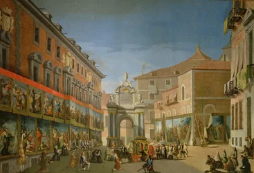 St. Marys triumfbåge på huvudgatan i Madrid (olja på duk)