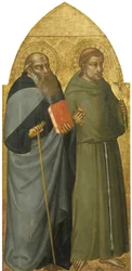 Saints Francis och Anthony Abbot, ca 1400 (tempera & guld på panel, lime)