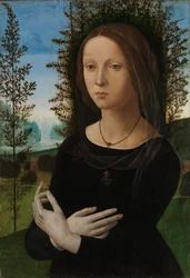 Porträtt av en ung kvinna, ca 1475-80 (olja på trä)