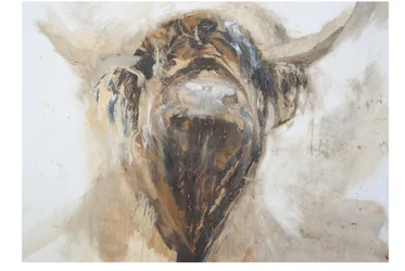 La Vache,Cow, 2015,(olja och mixed media på gesso på papper)