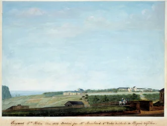 Utsikt över Longwood på ön Sainte Helene, maj 1821