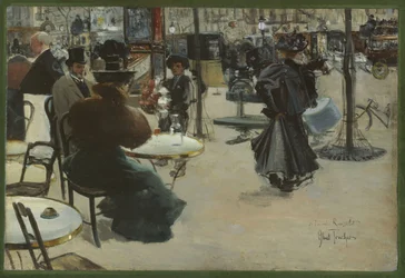 Gatuscen, även känd som Terrass till ett café, ca 1895 (olja på trä)