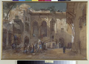 Ett livligt torg i Kairo, Egypten