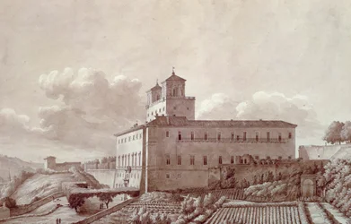 Villa Medici på Pincian Hill (Pincio) i Rom, av Louis-Auguste Boileau (1812-1896), Italien