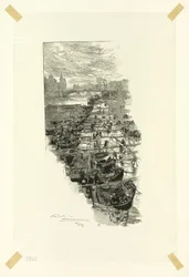 Apple Market, sett från Pont Louis-Philippe, plansch sju från Le Long de la Seine et des Boulevards