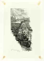 Apple Market, sett från Pont Louis-Philippe, plansch sju från Le Long de la Seine et des Boulevards