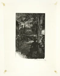 Boulevard Montmartre, kväll, plansch femton från Le Long de la Seine et des Boulevards