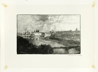 Paris, sett från Pavillon de Flore, plansch elva från Le Long de la Seine et des Boulevards
