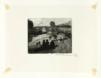 Hästdammen vid Pont Marie, plansch tio från Le Long de la Seine et des Boulevards