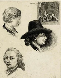 Coclers, L B, Studieblad med porträtt av Louis Bernard Coclers och hans familj (Rijksmuseum)