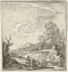 Landskap med ryttare och herde