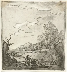 Landskap med ryttare och herde