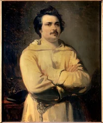 Porträtt av Honore de Balzac (1799-1850) Målning av Louis Boulanger (1806-1867) 1800-talet. Torn. Museum of Fine Arts
