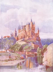 Alcazar, Segonia, från Hutchinsons pittoreska Europa publicerad av Hutchinson & Son, ca 1930