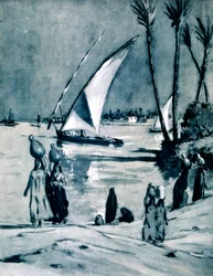 Bärande vatten från Nilen, Kairo, Egypten, 1928