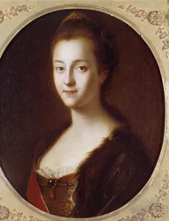 Porträtt av Katarina II (1729-1796), Rysslands kejsarinna, 1700-talet, Sankt Petersburg, Peterhofpalatset