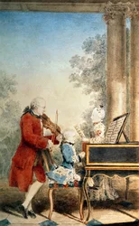 Leopold Mozart (1719-87) och hans två barn, Wolfgang Amadeus (1756-91) och Maria-Anna, känd som "Nannerl" (1751-1829)