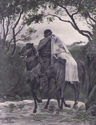 De flyktingar, illustration från Decameron av Boccaccio publicerad av Navarre Society 1930-talet (litho)