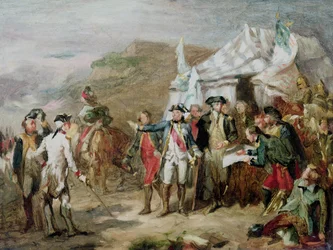 Skiss för slaget vid Yorktown, 1 till 17 oktober 1781, ca 1836