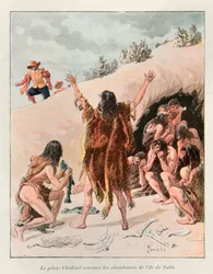 bombade Louis (1862 - 1927); Chedotel-piloten hittade den övergivna Sable Island 1603 (överlevande från 1598 års expedition av Marquis de la Roche, på en ö nära Newfoundland); Eugene Guenins historia om det nya Frankrike - 1900 - Coll, del.