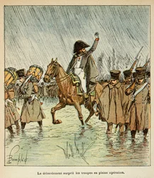 Illustration av Bombled Louis (1862-1927) från boken "The Memorial of Saint Helene" av greve Emmanuel de Las Cases (1766-1842): The Imperiale Armee 1813, privat samling