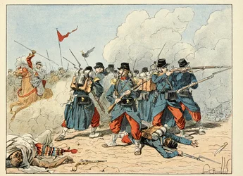 Illustration från "The Heros of the Siecle", anekdotiska reciter av Dick de Lonlay och illustrerad av Louis Bombled (1862-1927)