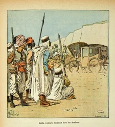 Illustration af den bombede Louis (1862-1927) fra bogen "The Memorial of Saint Helene" af Grev Emmanuel de Las Cases (1766-1842): Ekspedition til Egypten. Egyptere overrasket af franske besætninger, Private Collectionswed