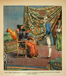 Den bombade Louis (1862-1927) av Francois Barbe-Marbois, den persiske ambassadören, Asker - Khan, på besök i Paris (Beard Marbois) (1745-1837), president