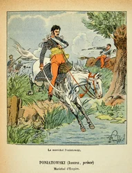 Illustration av den bombade Louis (1862-1927) från boken "The Memorial of Saint Helene" av greve Emmanuel de Las Cases (1766-1842): Porträtt av marechal Jozef Antoni Poniatowski (1763-1813), privat samling