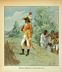 Illustration av bombade Louis (1862-1927) från boken "The Memorial of Saint Helene" av greve Emmanuel de Las Cases (1766-1842): Porträtt av Toussaint Louverture (1743-1803) Privat samling