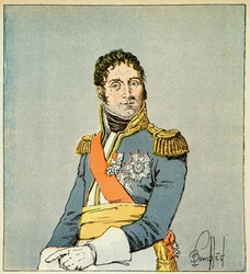 Illustration av Bombled Louis (1862-1927) från boken "The Memorial of Saint Helene" av greve Emmanuel de Las Cases (1766-1842): Porträtt av marskalken Andre Massena (1758-1817), hertig av Rivoli och prins av Essling, privat samling.