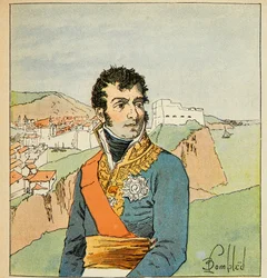 Illustration av bombade Louis (1862-1927) från boken "The Memorial of Saint Helene" av greve Emmanuel de Las Cases (1766-1842): Porträtt av marechalen Auguste Frederic Louis (Auguste-Frederic-Louis) av Viesse de Marmont ( 1774-1852), hertig av Raguse, Pr
