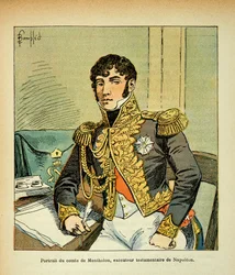 Illustration av den bombade Louis (1862-1927) från boken "The Memorial of Saint Helene" av greve Emmanuel de Las Cases (1766-1842): Porträtt av greve Charles Tristan av Montholon (1783-1853), exekutor av kejsar Napoleon, menig Samling