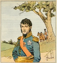 Illustration av den bombade Louis (1862-1927) från boken "The Memorial of Saint Helene" av greve Emmanuel de Las Cases (1766-1842): Porträtt av marechal Jean de Dieu Soult (1769-1851), hertig av Dalmatien, privat Samling