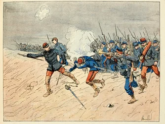 Illustration hämtad från boken "Les heros du Siecle", anekdotiska reciter av Dick de Lonlay och illustrerad av Louis Bombled (1862-1927)