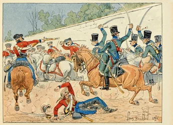 Illustration hämtad från boken "Les heros du Siecle", anekdotiska reciter av Dick de Lonlay och illustrerad av Louis Bombled (1862-1927)