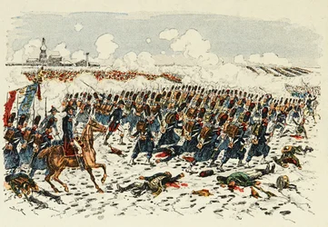 Illustration hämtad från boken "The Heros of the century", anekdotiska reciter av Dick de Lonlay och illustrerad av Louis Bombled (1862-1927)