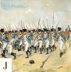Bokstav J: Ung vakt, "Je serai soldat" (Jag kommer att vara en soldat) - Militärt alfabet