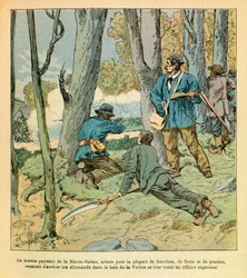 The Eastern Armee of Eugene Sergeant, känd som Grenest, illustrerad av Louis Bombled (1862-1927) (fransk-tyska kriget; kampanj 1870-1871): I Seveuve den 25 oktober