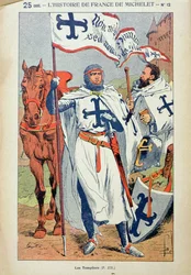 Tempelriddarna, illustration ur "Histoire de France" av Jules Michelet (1798-1874), omkring 1900.