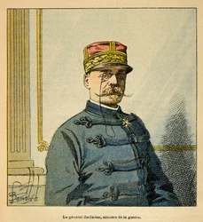 Kriget i Madagaskar-Anekdotisk historia om de franska expeditionerna 1885-1895 av Henri Galli dit Galllichet (1854-1922), illustrerad av Louis Bombled (1862-1927): Porträtt av general Emile Auguste Francois Zurlinden (1837-1929), minister of War, menig C